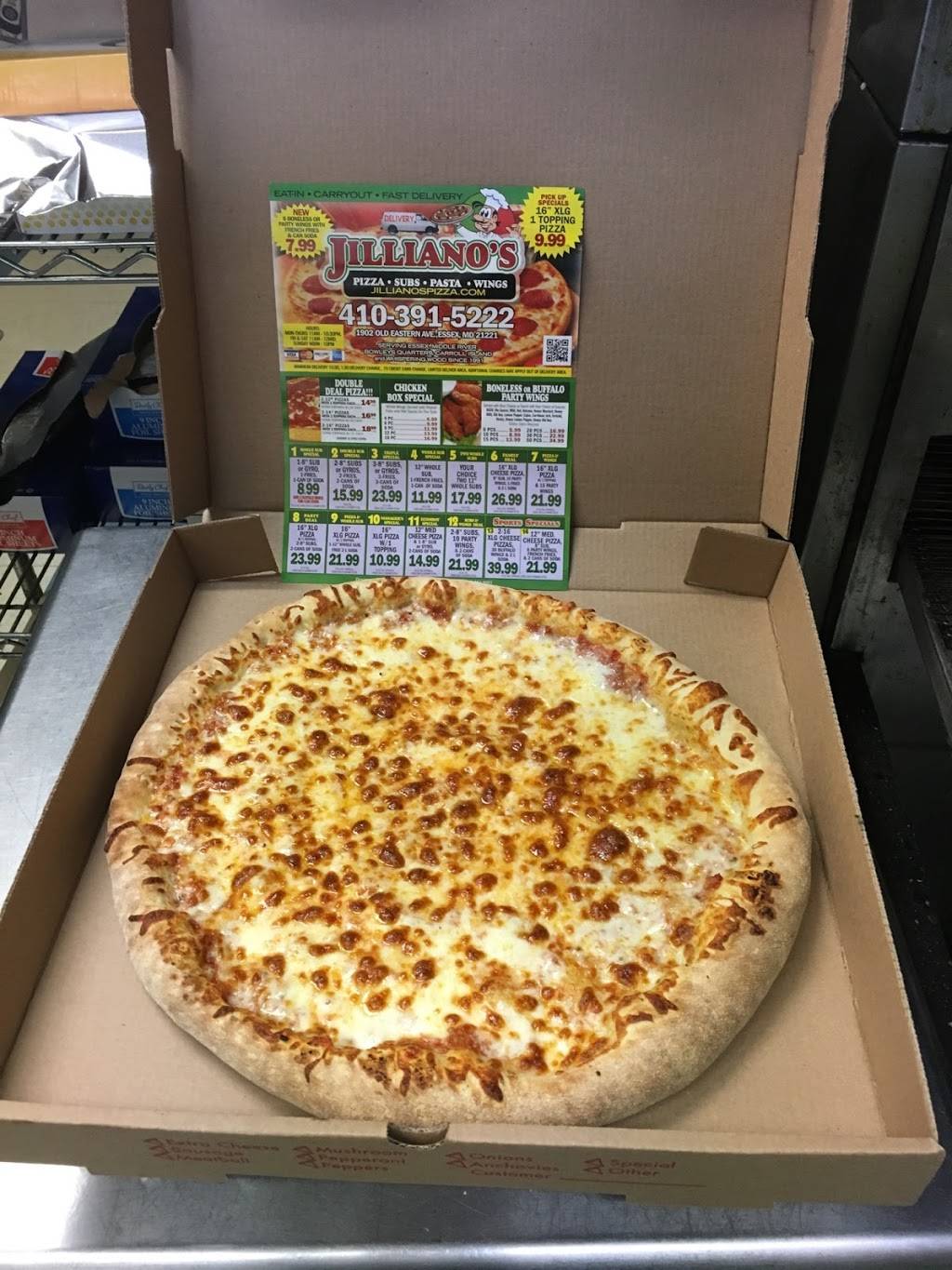 Jillianos Pizza | restaurant | 1902 Old Eastern Ave, Essex, MD 21221, USA | 4103915222 OR +1 410-391-5222