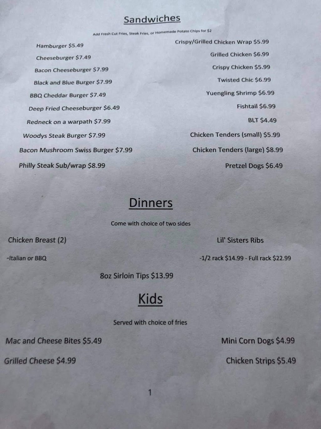 Woodys | restaurant | 52230 OH-800, Malaga, OH 43757, USA | 7404729396 OR +1 740-472-9396