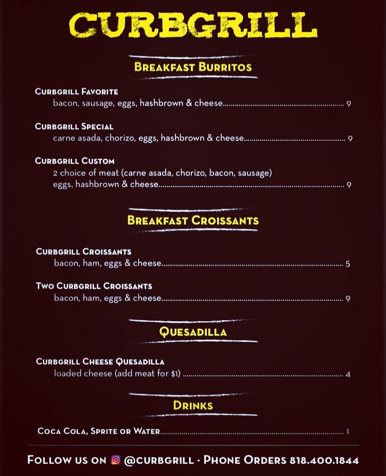 Curbgrill | restaurant | 7499 N Clybourn Ave, Sun Valley, CA 91352, USA | 8184001844 OR +1 818-400-1844
