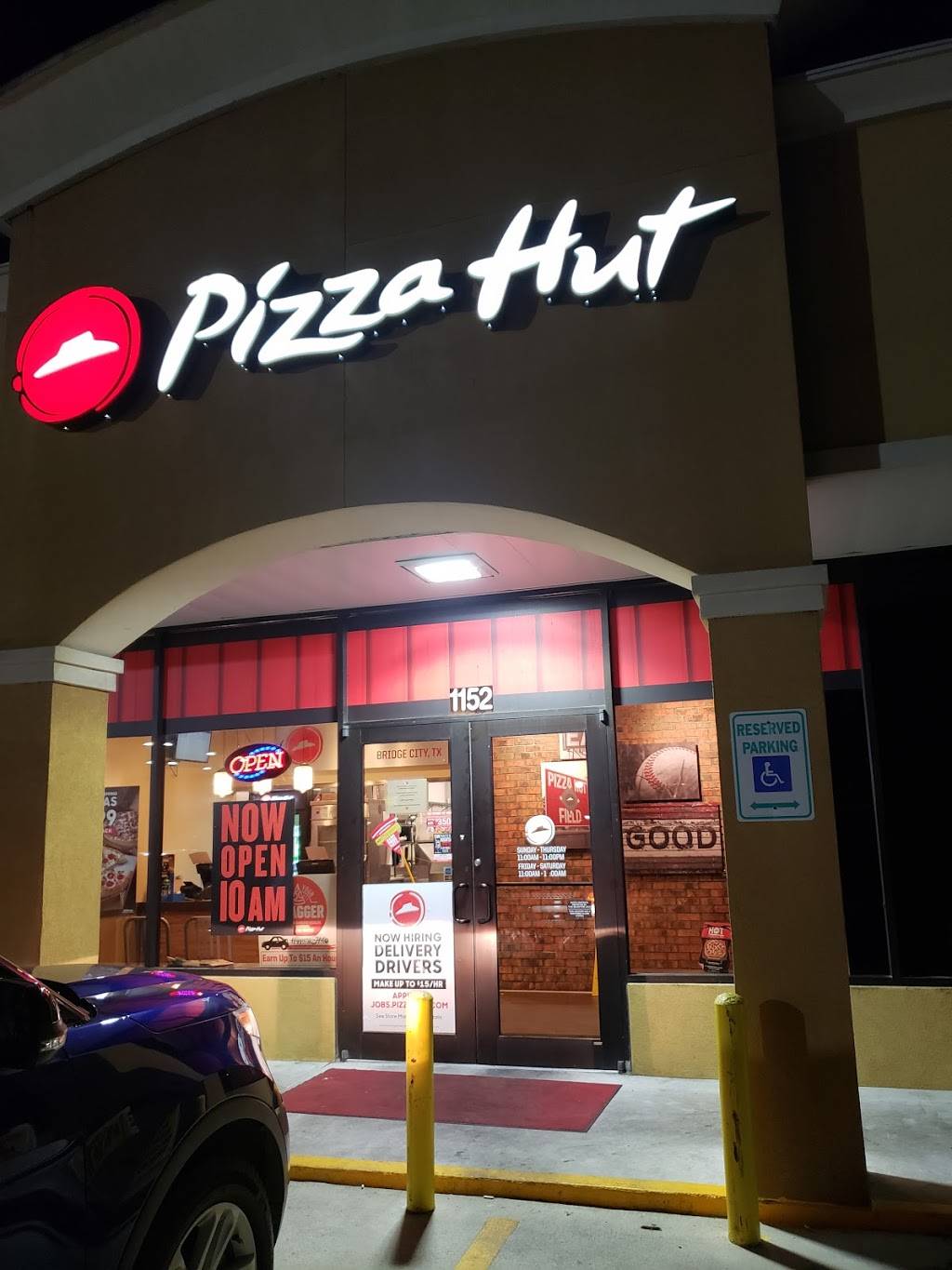 Pizza Hut | restaurant | 1152 Texas Ave, Bridge City, TX 77611, USA | 4097383264 OR +1 409-738-3264