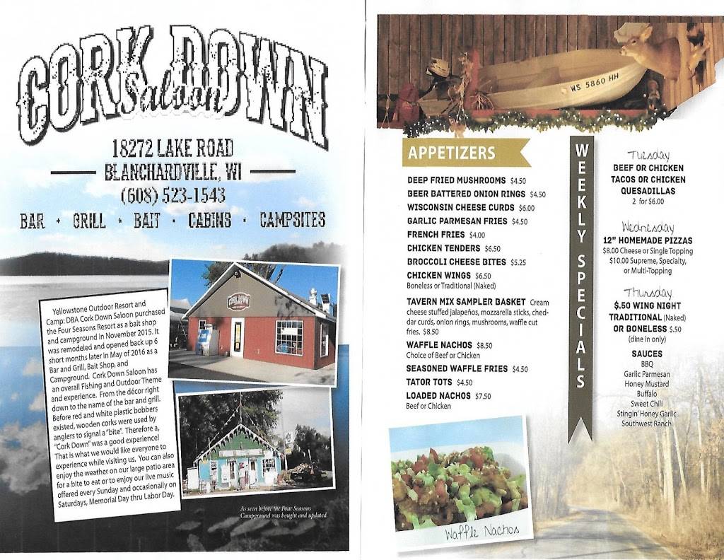 Cork Down Saloon | restaurant | 18272 S Lake Rd, Blanchardville, WI 53516, USA | 6085231543 OR +1 608-523-1543
