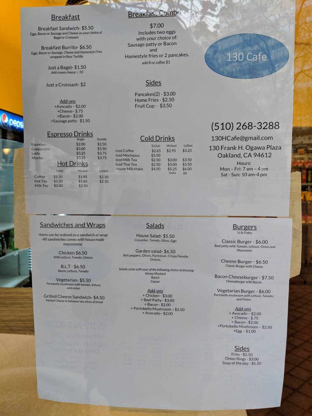 130 Cafe | restaurant | 130 Frank H Ogawa Plaza, Oakland, CA 94612, USA | 5102683288 OR +1 510-268-3288