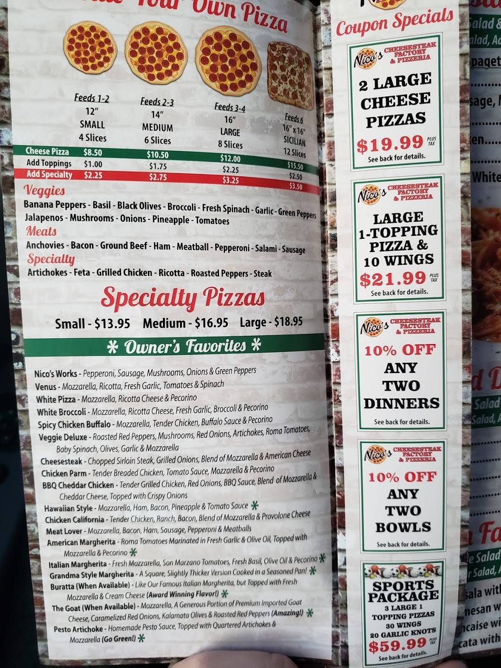 Nicos Cheesesteak Factory & Pizzeria | restaurant | 5830 Gall Blvd, Zephyrhills, FL 33542, USA | 8136025400 OR +1 813-602-5400