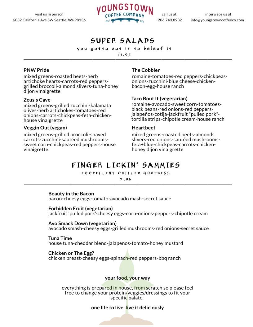 Youngstown Coffee and Kitchen | restaurant | 6032 California Ave SW, Seattle, WA 98136, USA | 2067438982 OR +1 206-743-8982