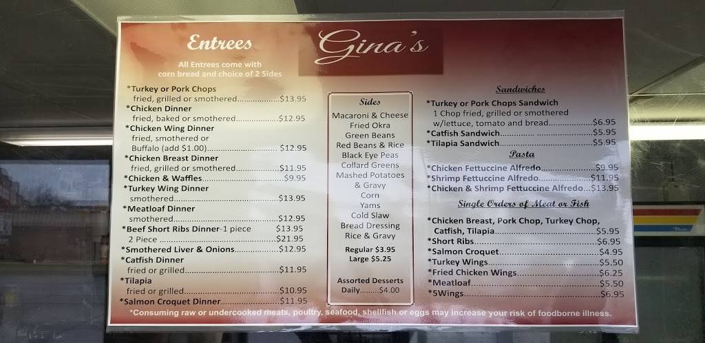 Gina’s Soulfood | restaurant | 18000 E 9 Mile Rd, Eastpointe, MI 48021, USA | 5868597252 OR +1 586-859-7252