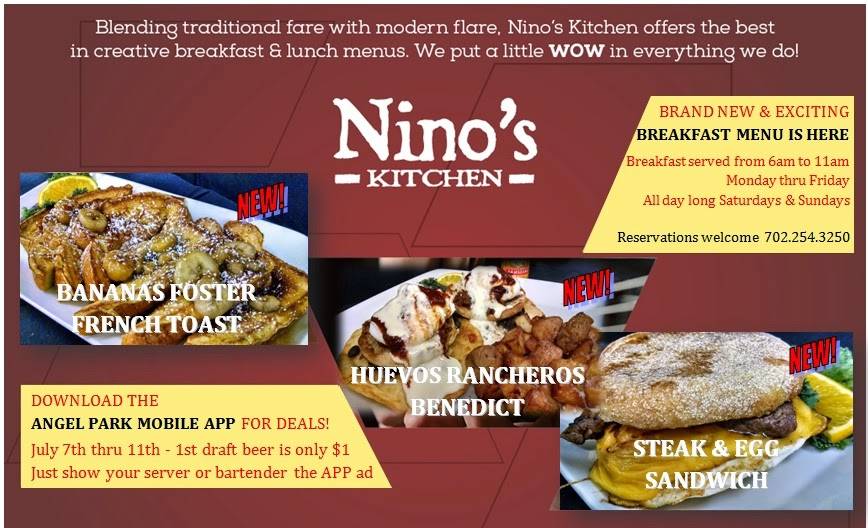 Ninos Kitchen at Angel Park | restaurant | 100 S Rampart Blvd, Las Vegas, NV 89145, USA | 7022543250 OR +1 702-254-3250