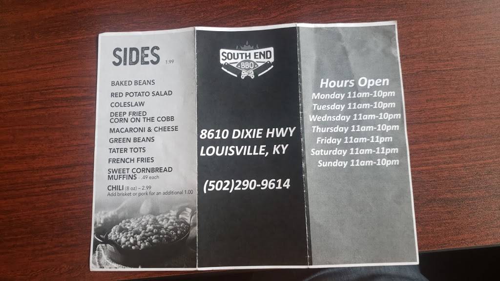 South End BBQ | restaurant | 8610 Dixie Hwy, Louisville, KY 40258, USA | 5022909614 OR +1 502-290-9614