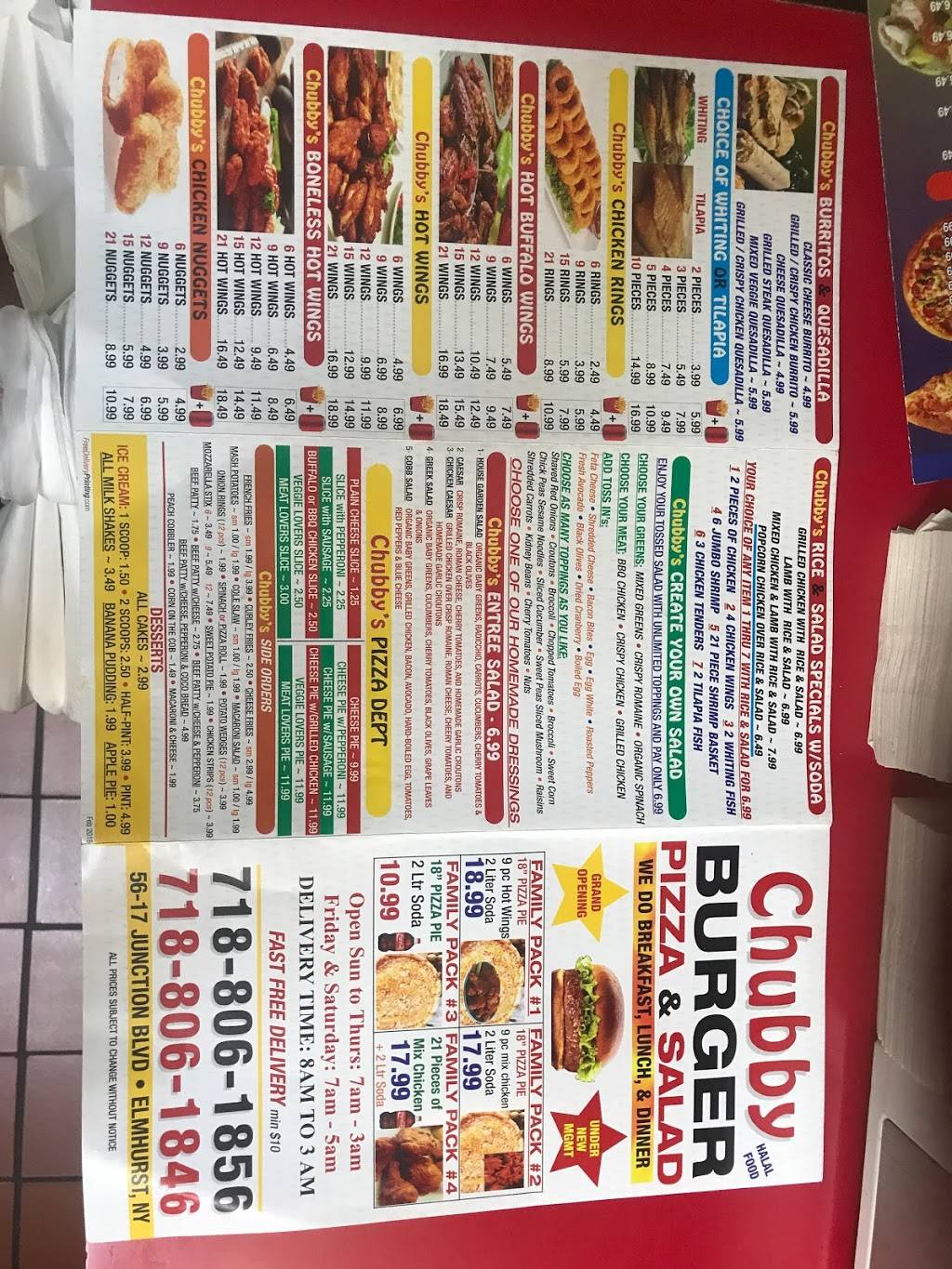 Chubby burgers,pizza&salad | meal takeaway | 5617 Junction Blvd, Elmhurst, NY 11373, USA | 7188061856 OR +1 718-806-1856