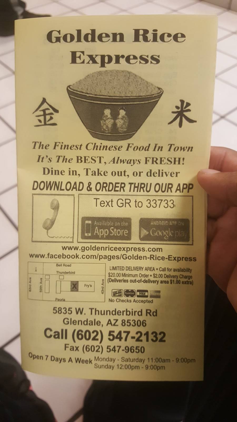 Golden Rice Express | restaurant | 5835 W Thunderbird Rd, Glendale, AZ 85306, USA | 6025472132 OR +1 602-547-2132
