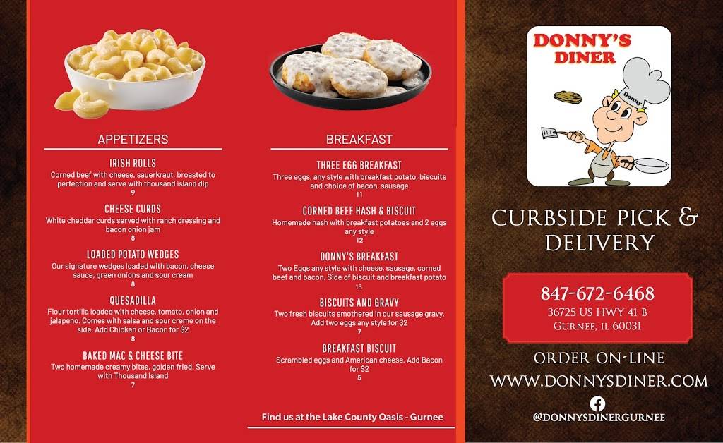 Donnys Diner | restaurant | 36725 US-41 suite B, Gurnee, IL 60031, USA | 8476726468 OR +1 847-672-6468