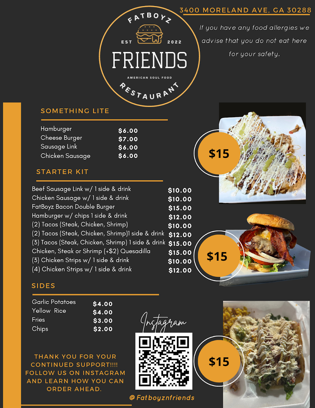 FatBoyz N Friends | restaurant | 3400 Moreland Ave, Conley, GA 30288, USA | 4046184145 OR +1 404-618-4145