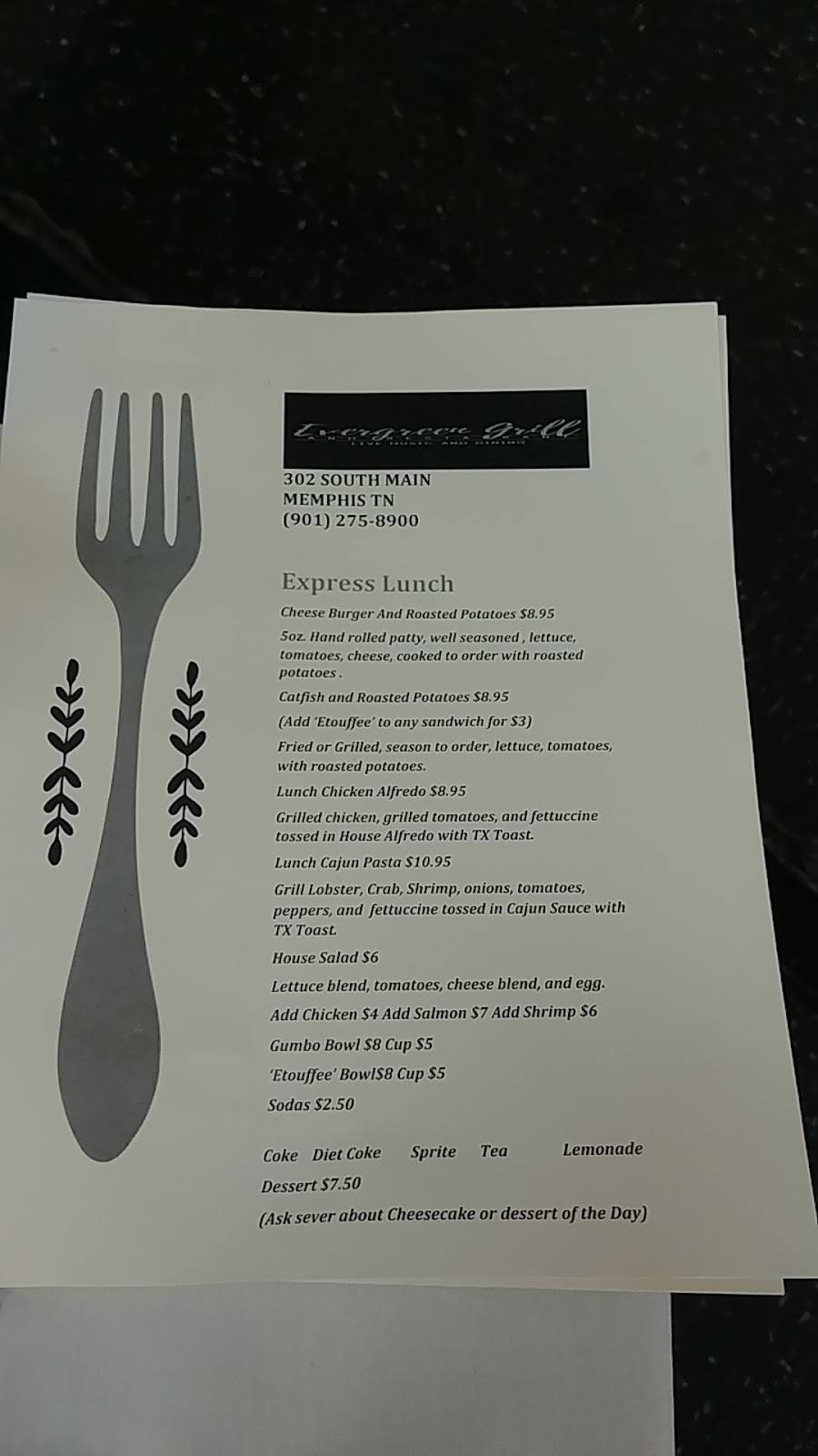Evergreen Grill | restaurant | 302 S Main St, Memphis, TN 38103, USA | 9012758900 OR +1 901-275-8900