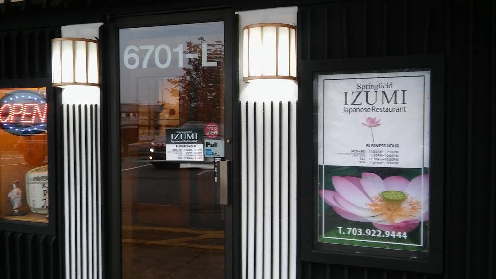 Izumi | restaurant | 6701-L, Loisdale Rd, Springfield, VA 22150, USA | 7039229444 OR +1 703-922-9444