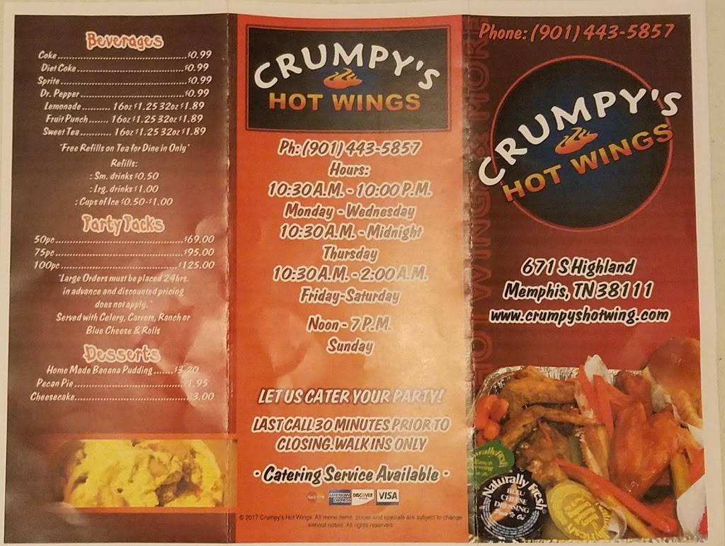 Crumpys Hot Wings On Highland | restaurant | 671 S Highland St, Memphis, TN 38111, USA | 9014435857 OR +1 901-443-5857