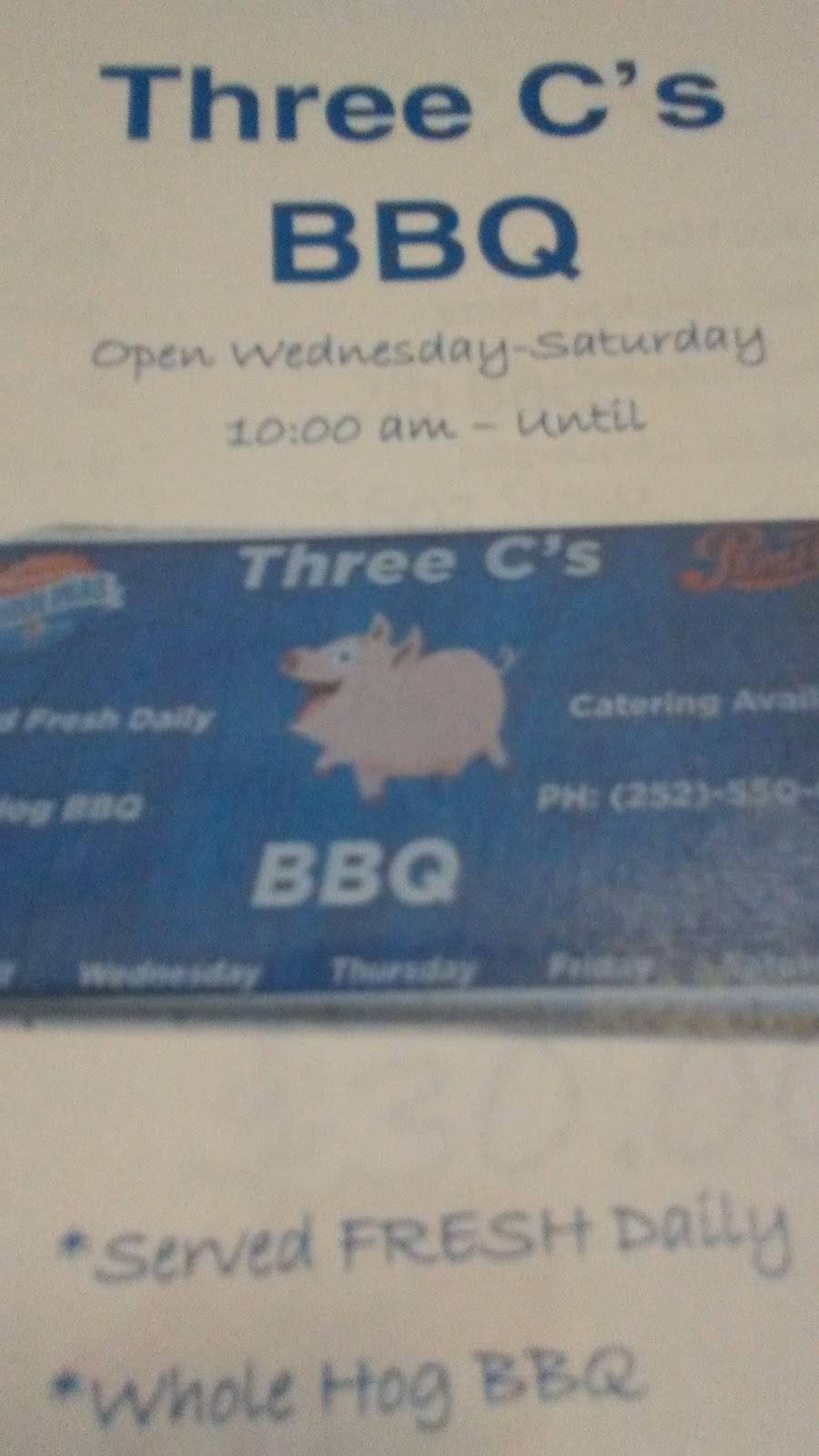 Three Cs BBQ | restaurant | 2792 Quinn Sawmill Rd, Deep Run, NC 28525, USA | 2525500143 OR +1 252-550-0143