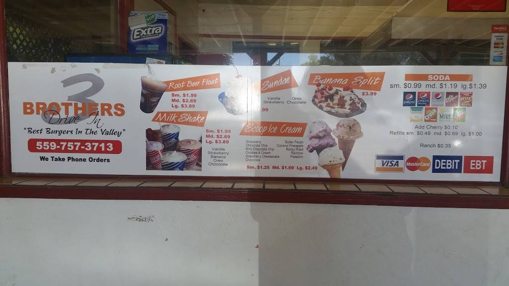 Three Brothers Drive-In | restaurant | 1187 N Park Dr, Pixley, CA 93256, USA | 5597573713 OR +1 559-757-3713