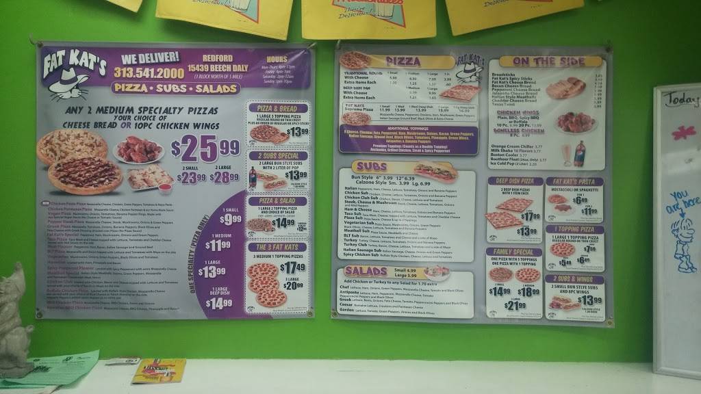 Fat Kats Pizza | restaurant | 15439 Beech Daly, Redford Charter Twp, MI 48239, USA | 3135412000 OR +1 313-541-2000