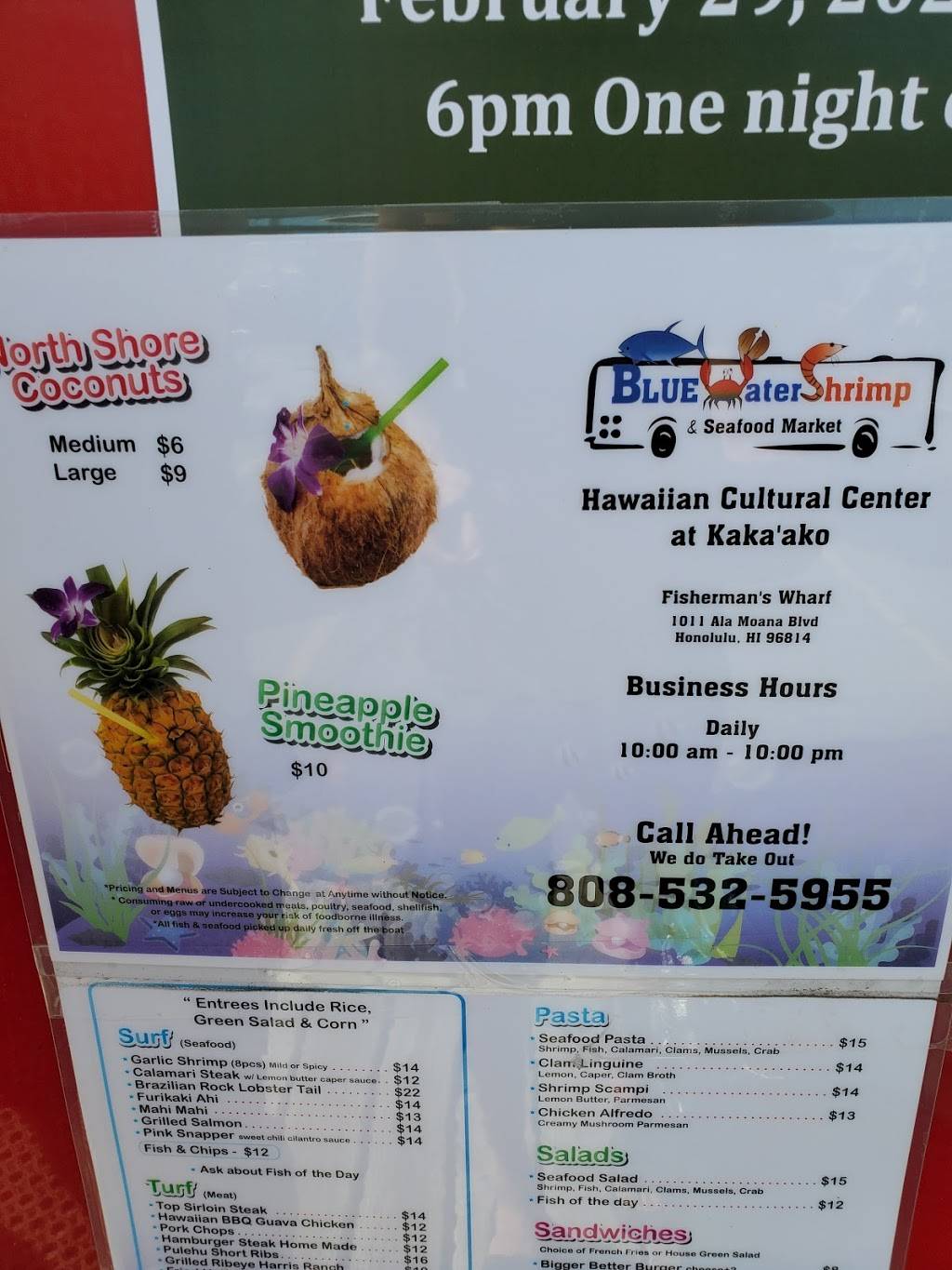 Blue Water Shrimp & Seafood Market | restaurant | 1011 HI-92, Honolulu, HI 96813, USA | 8085325955 OR +1 808-532-5955