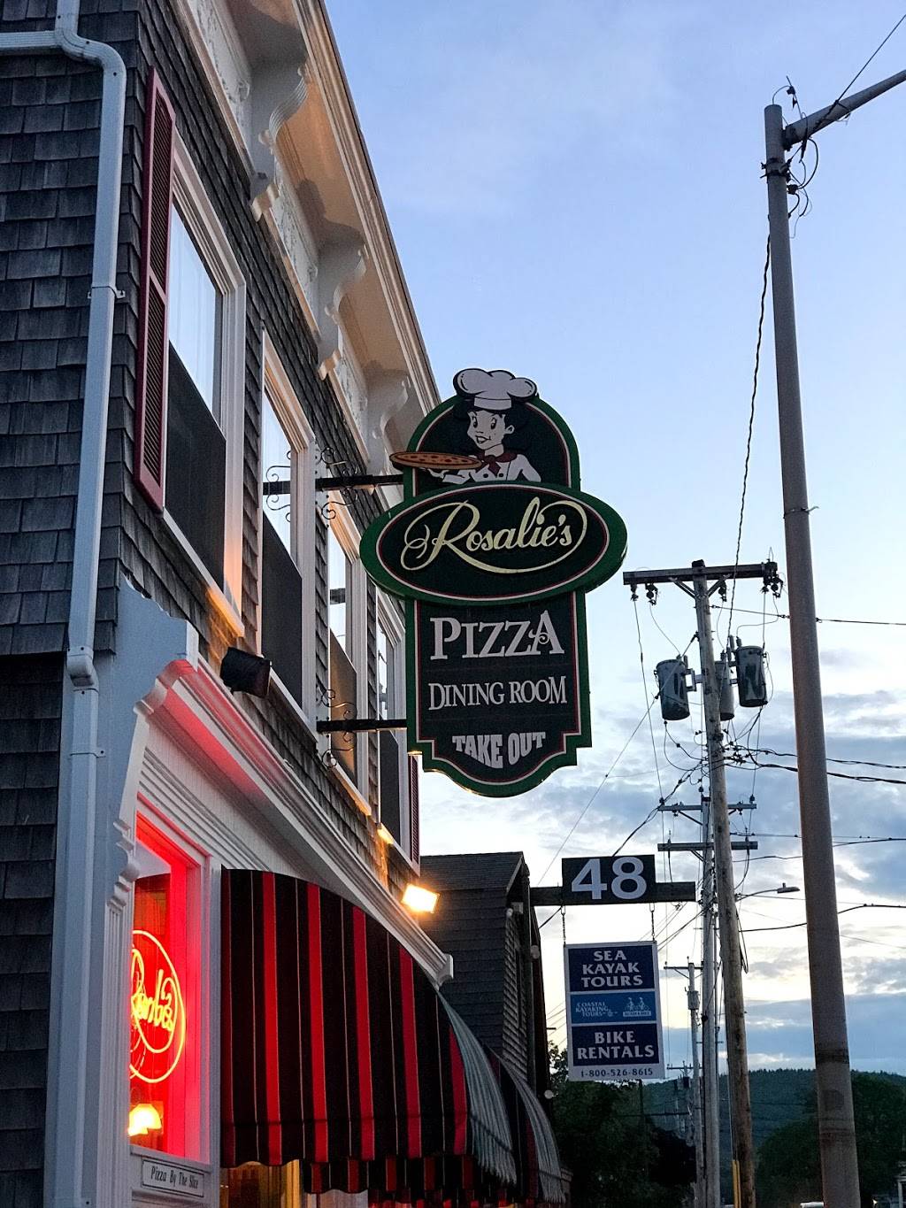 Rosalies Pizza | restaurant | 46 Cottage St, Bar Harbor, ME 04609, USA | 2072885666 OR +1 207-288-5666