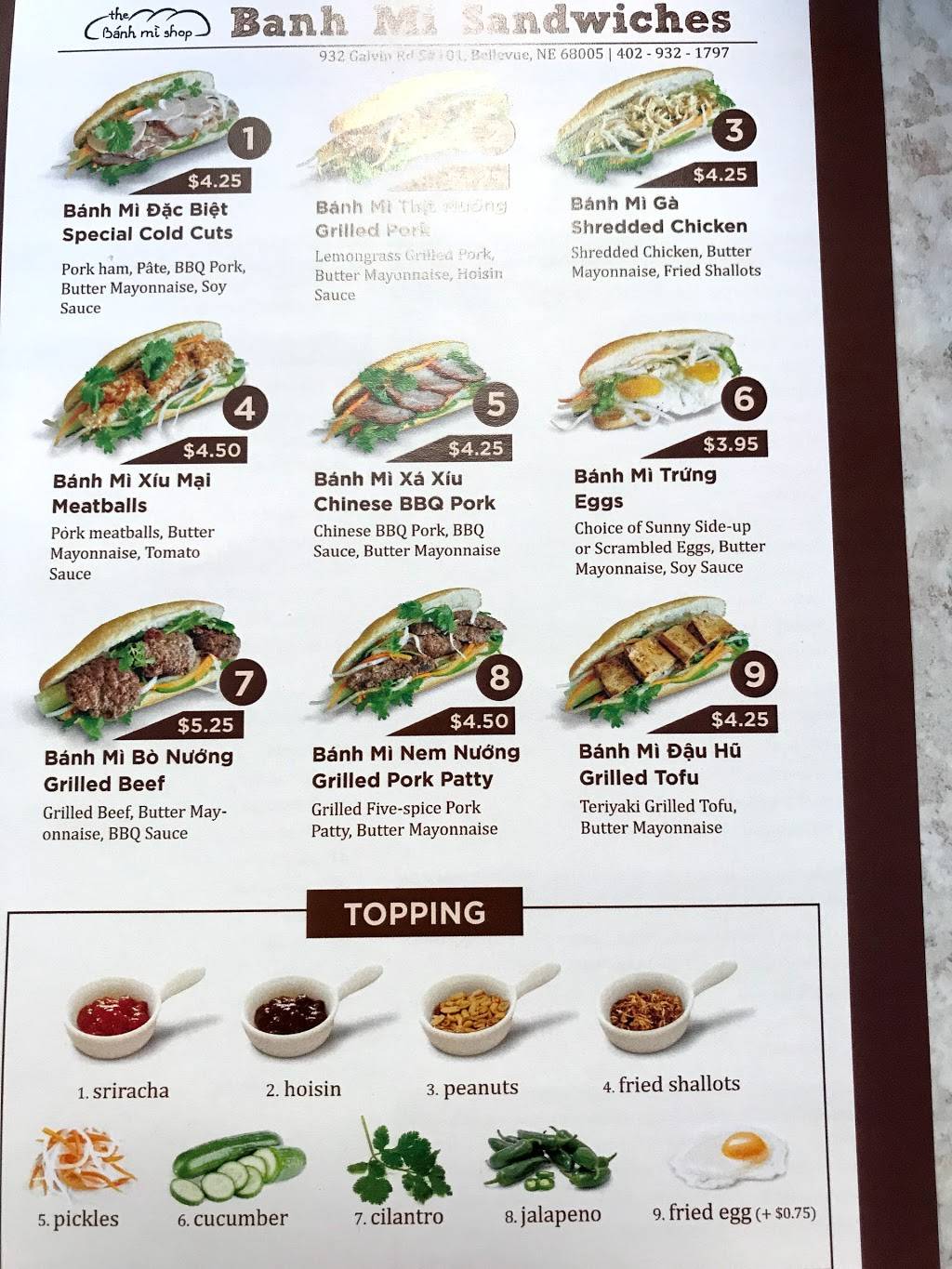 The Bánh Mì Shop | restaurant | 923 Galvin Rd S #101, Bellevue, NE 68005, USA | 5314442452 OR +1 531-444-2452