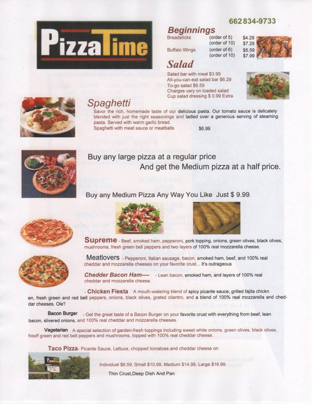 Pizza Time | restaurant | 22227 Depot St, Lexington, MS 39095, USA | 6624503311 OR +1 662-450-3311