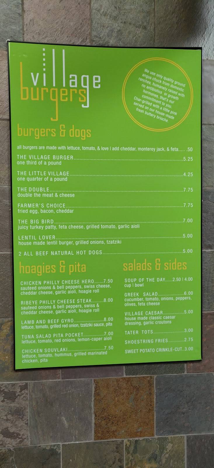 Village Burgers | restaurant | 201 S Estes Dr, Chapel Hill, NC 27514, USA | 9192404008 OR +1 919-240-4008