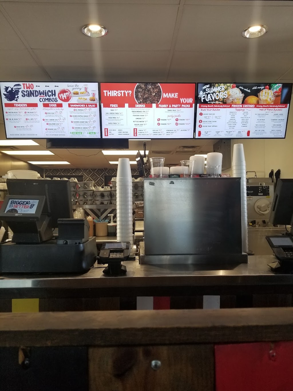 BOSS Tenders, Dogs & Custard | restaurant | 6140 N Mesa St, El Paso, TX 79912, USA | 9152482395 OR +1 915-248-2395