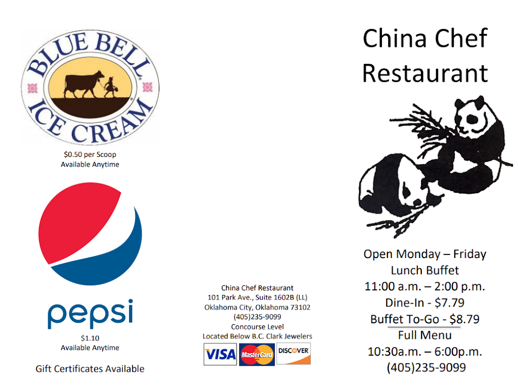 China Chef Restaurant (below B.C. Clark Jewelers) | restaurant | 101 Park Ave, Oklahoma City, OK 73102, USA | 4052359099 OR +1 405-235-9099