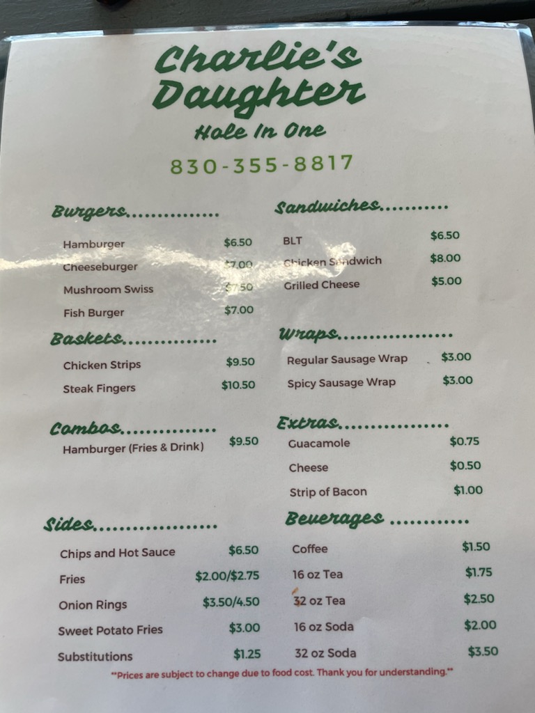 Charlies Daughter Hole In One | restaurant | 116 W Malone Dr, Devine, TX 78016, USA | 8303558817 OR +1 830-355-8817