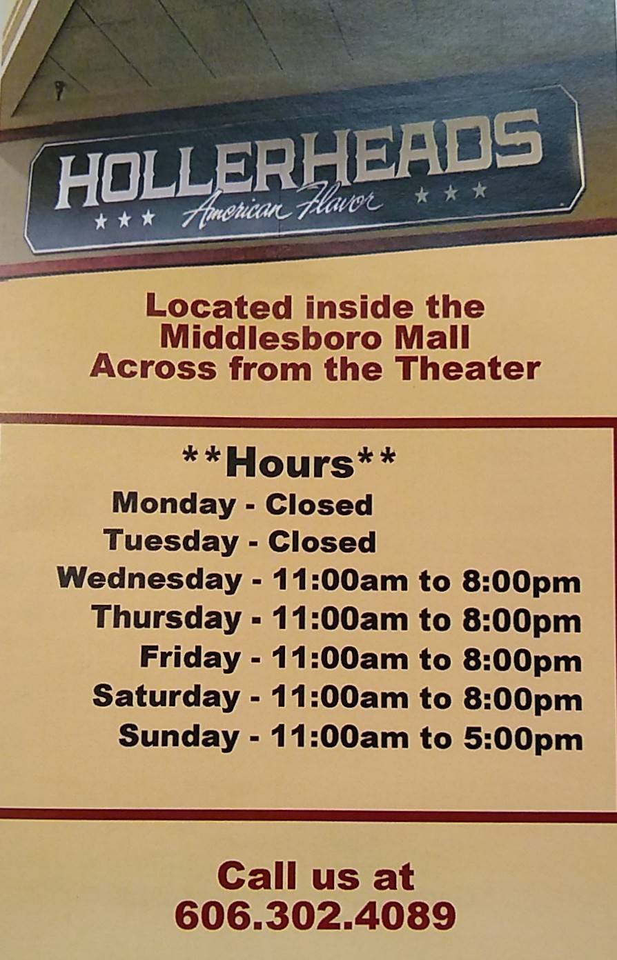 Hollerheads | restaurant | 900 US-25E Scenic, Middlesboro, KY 40965, USA | 6063024089 OR +1 606-302-4089