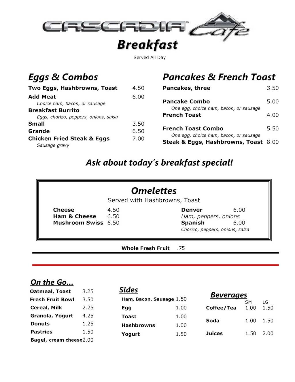 Cascadia Cafe | restaurant | 2240 S 5370 W, West Valley City, UT 84120, USA | 8019562625 OR +1 801-956-2625