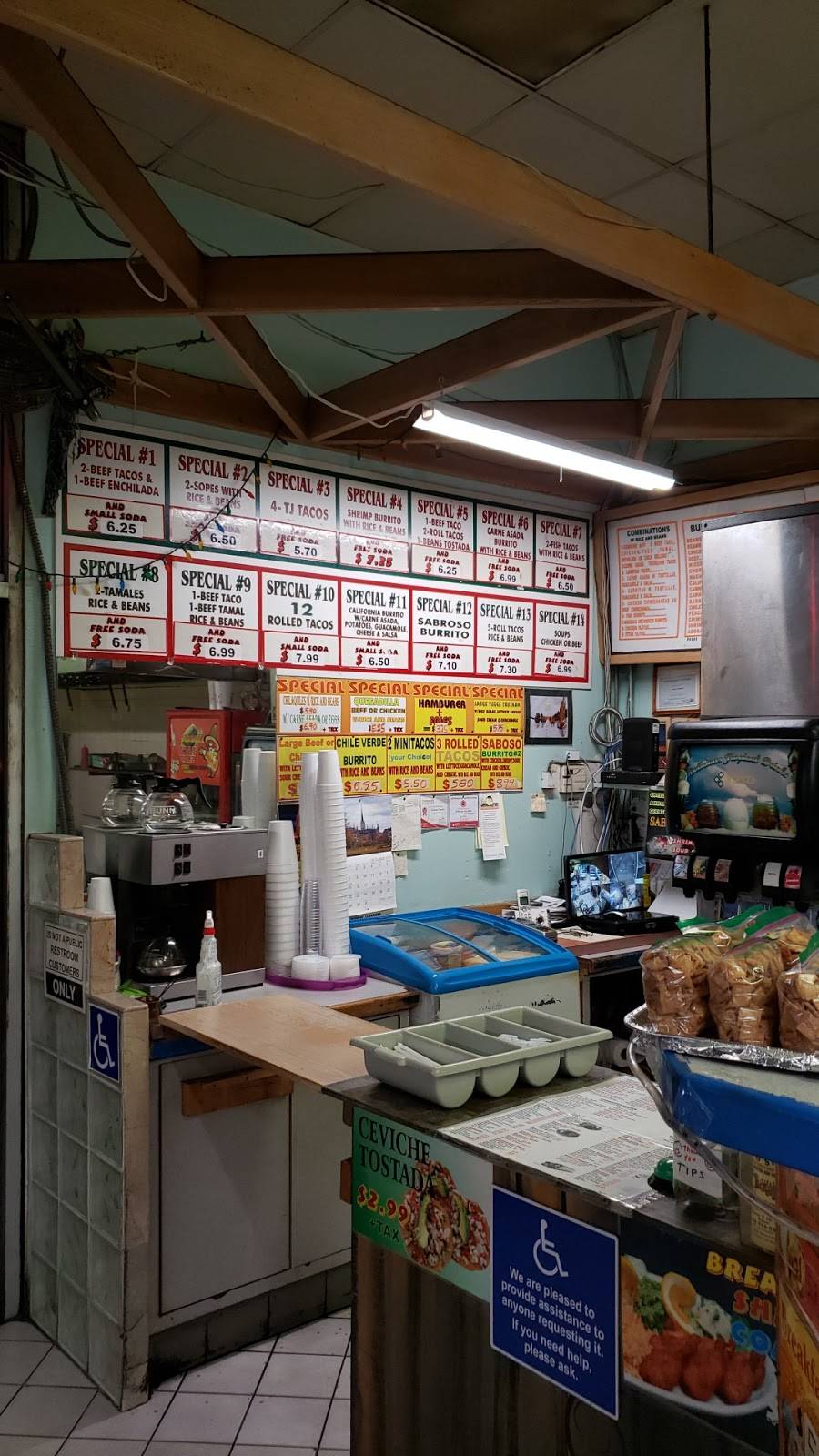 Sabroso Taco Shop | restaurant | 2363 Midway Dr, San Diego, CA 92110, USA | 6192227567 OR +1 619-222-7567