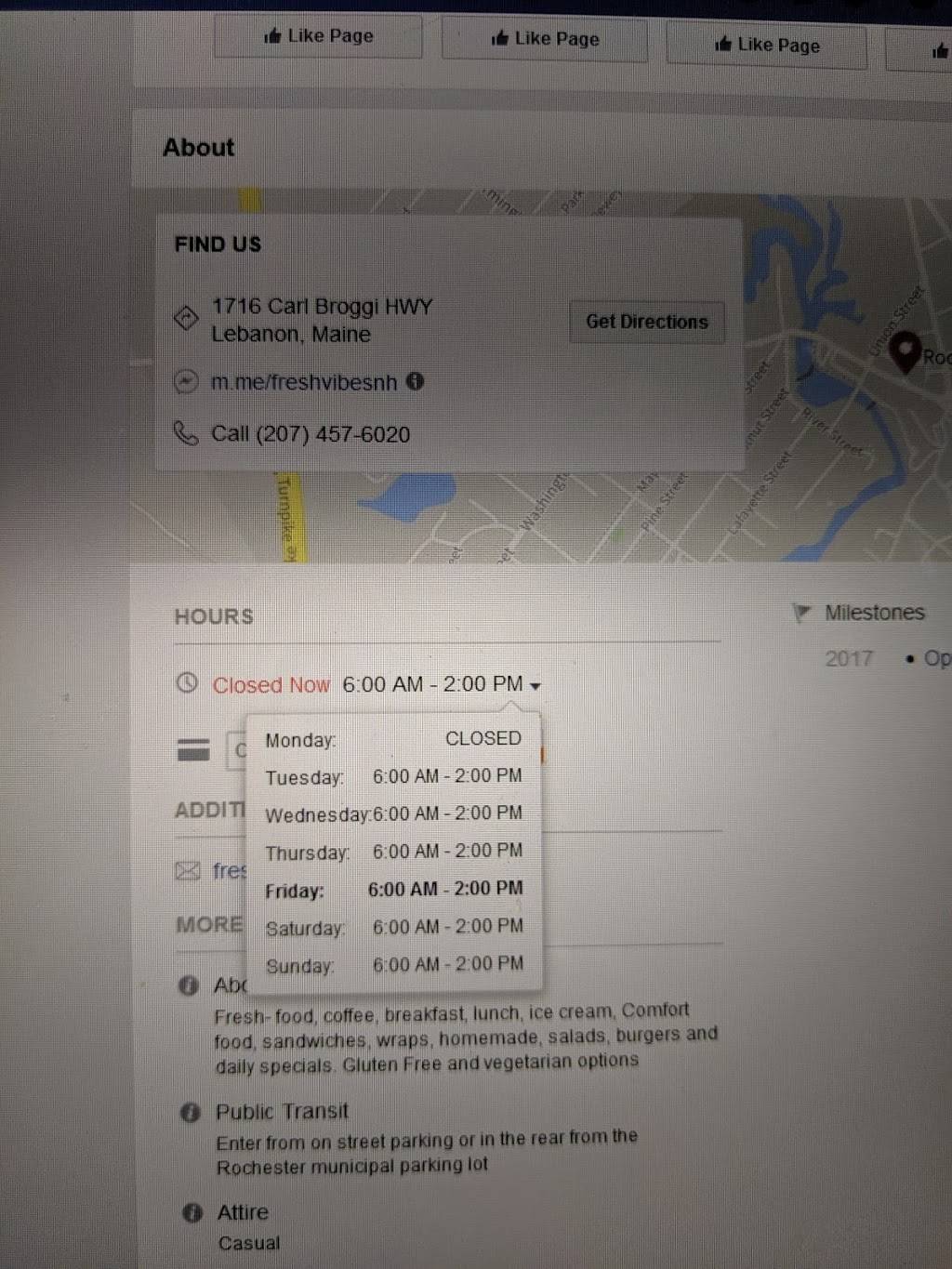 Fresh Vibes | restaurant | 1716 Carl Broggi Hwy, Lebanon, ME 04027, USA | 2074576020 OR +1 207-457-6020