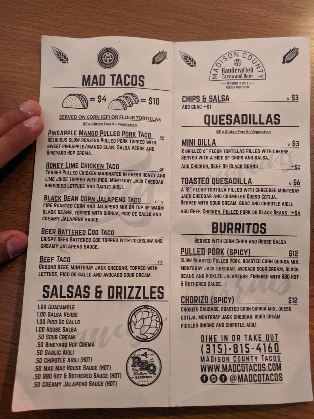 Mad Tacos | restaurant | 3264 US-20, Cazenovia, NY 13035, USA | 3158154160 OR +1 315-815-4160
