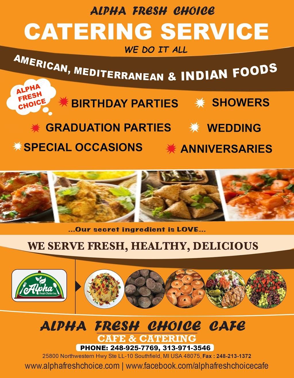 Alpha Fresh Choice Cafe | restaurant | 25800 Northwestern Hwy ste l 10, Southfield, MI 48075, USA | 2483571580 OR +1 248-357-1580