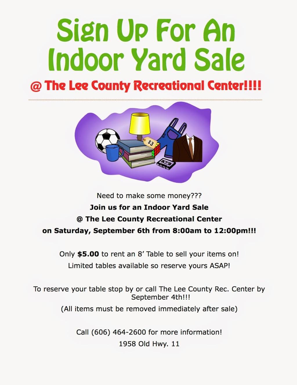 Lee County Recreation Center | restaurant | 1952 Old State Hwy 11, Beattyville, KY 41311, USA | 6064642600 OR +1 606-464-2600