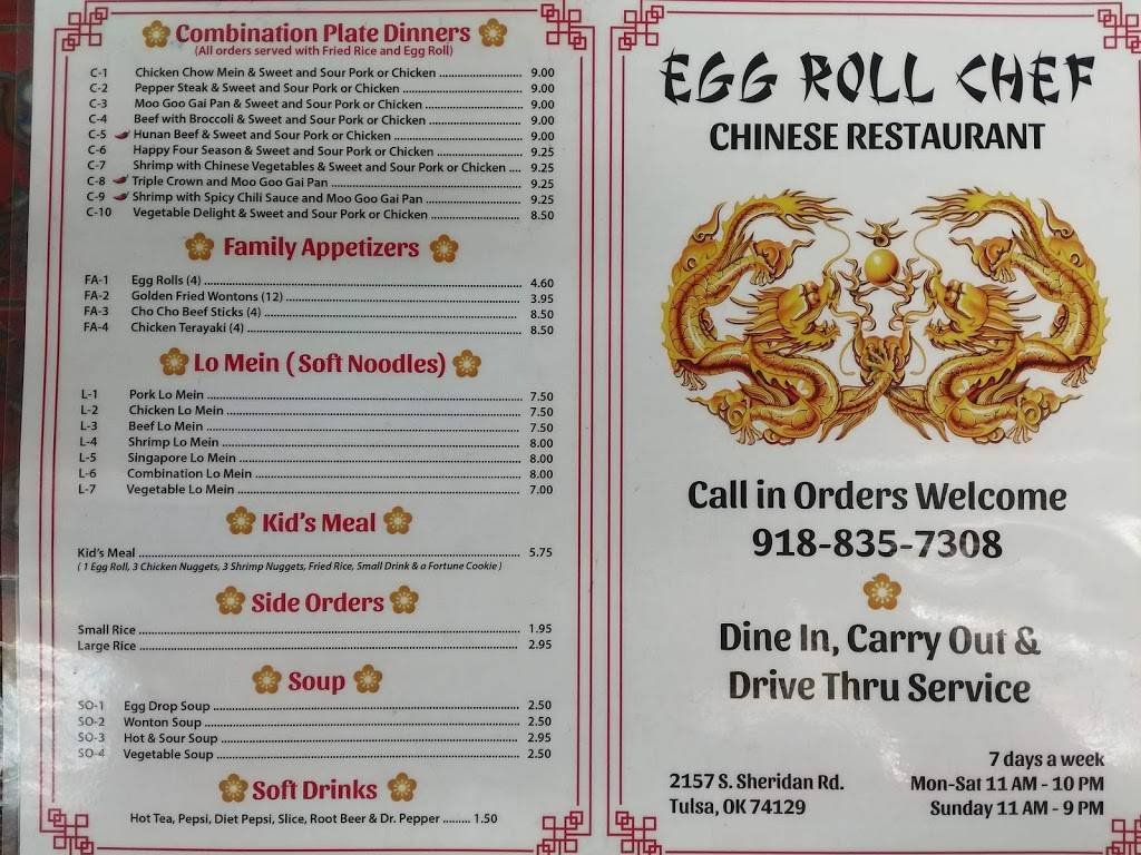 Egg Roll Chef | restaurant | 2157 S Sheridan Rd, Tulsa, OK 74129, USA | 9188357308 OR +1 918-835-7308