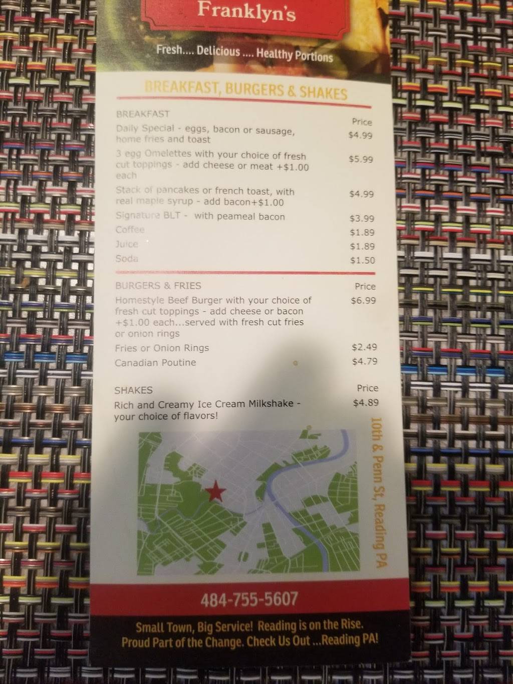 Franklyns Breakfast Burgers & Shakes | restaurant | 1007 Penn St, Reading, PA 19601, USA | 4847555607 OR +1 484-755-5607