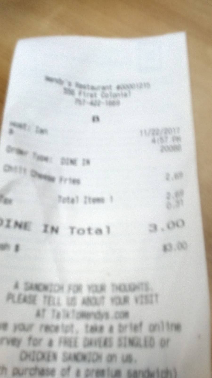 Wendys | restaurant | 556 First Colonial Road, Virginia Beach, VA 23451, USA | 7574221669 OR +1 757-422-1669