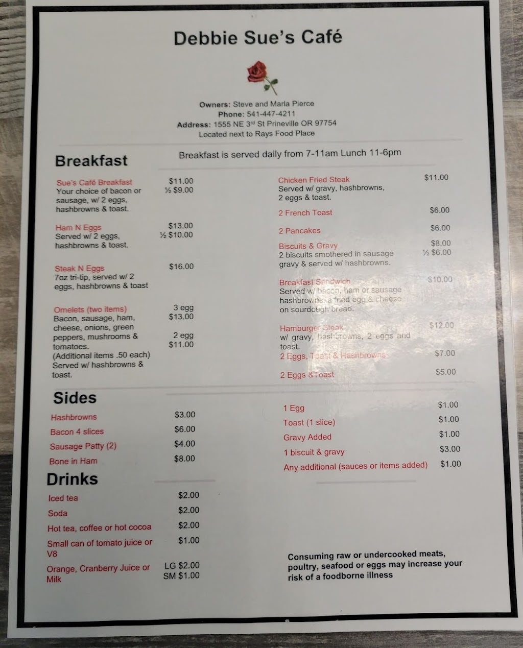 Debbie Sues Cafe | restaurant | 1555 NE 3rd St # B5, Prineville, OR 97754, USA | 5414474211 OR +1 541-447-4211