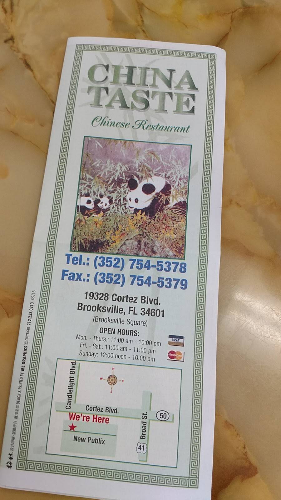 China Taste | restaurant | 19328 Cortez Blvd, Brooksville, FL 34601, USA | 3527545378 OR +1 352-754-5378