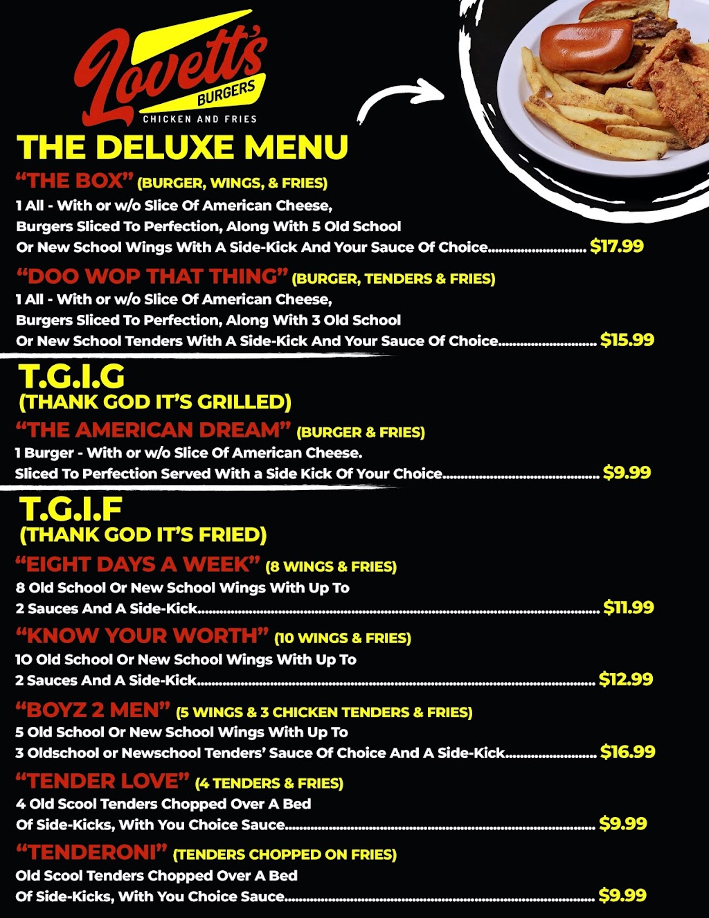 Lovetts Burgers Chicken & Fries | restaurant | 1500 Apalachee Pkwy unit 1045, Tallahassee, FL 32301, USA | 8504024014 OR +1 850-402-4014