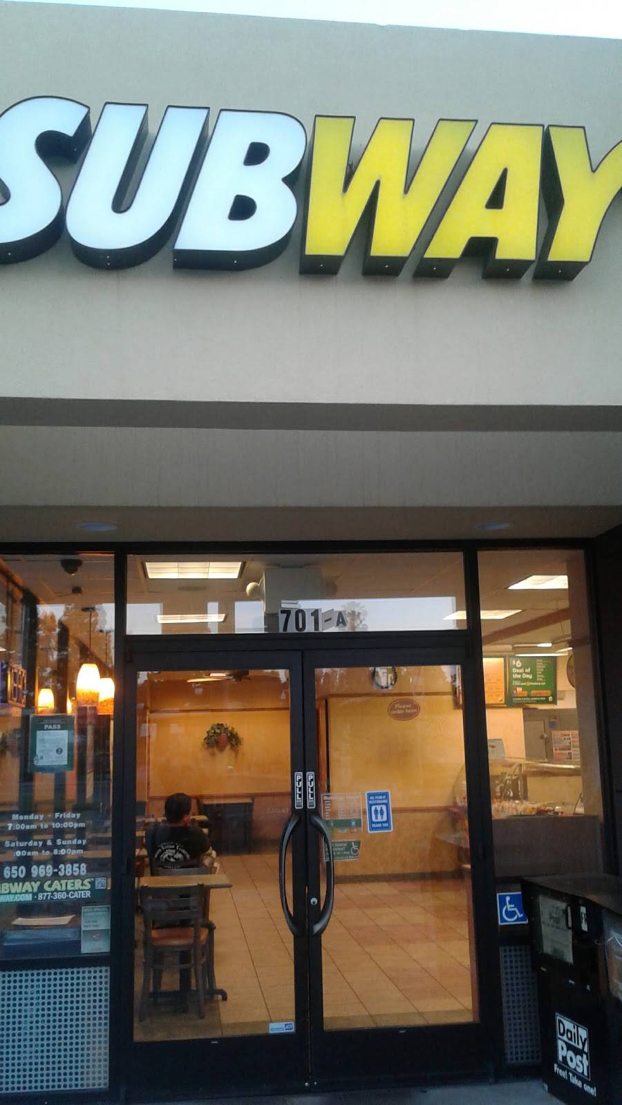 Subway Restaurants | restaurant | 701 W Evelyn Ave, Mountain View, CA 94041, USA | 6509693858 OR +1 650-969-3858