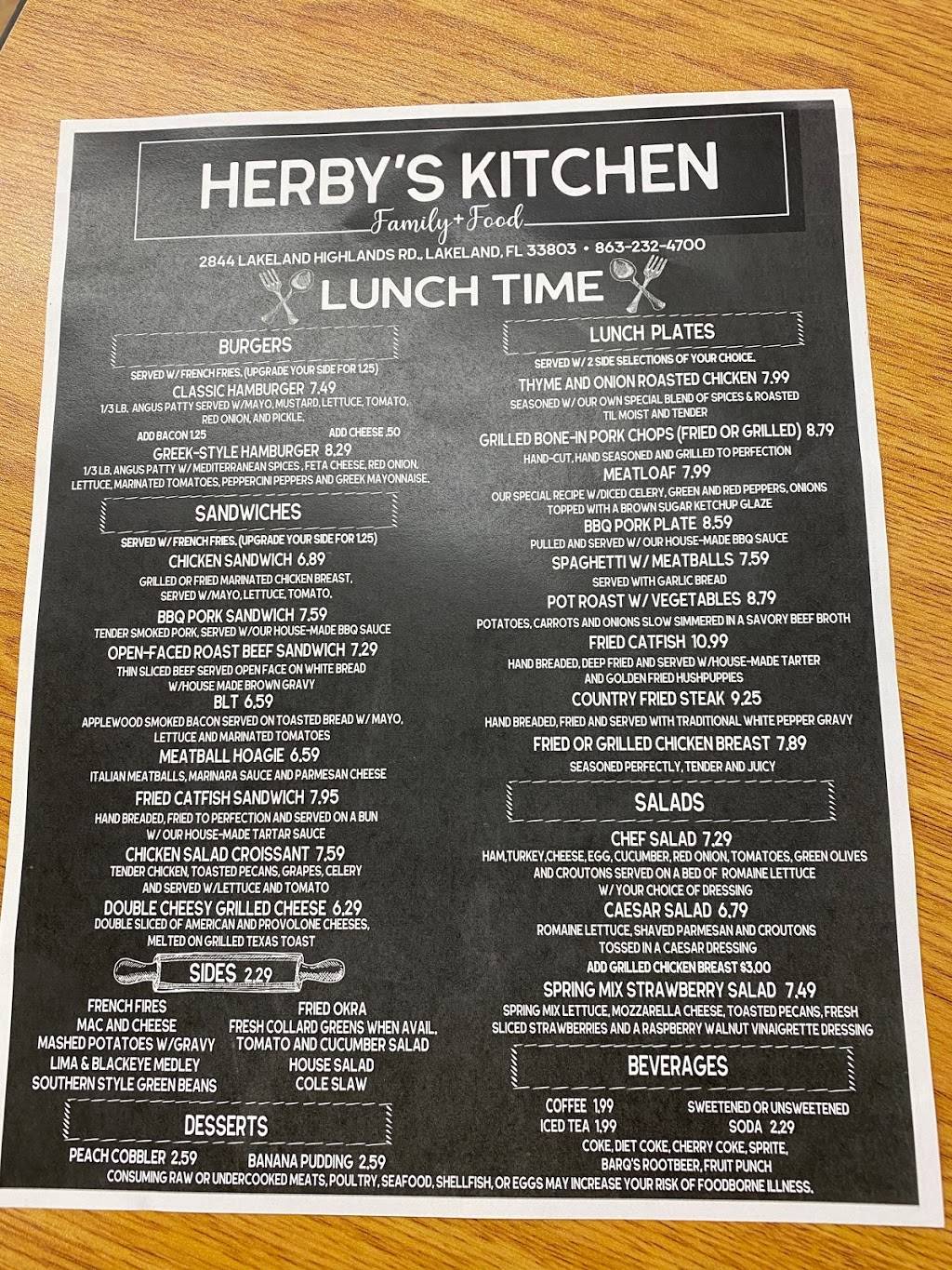 Herbys Kitchen | restaurant | 2844 Lakeland Highlands Rd, Lakeland, FL 33803, USA | 8632324700 OR +1 863-232-4700