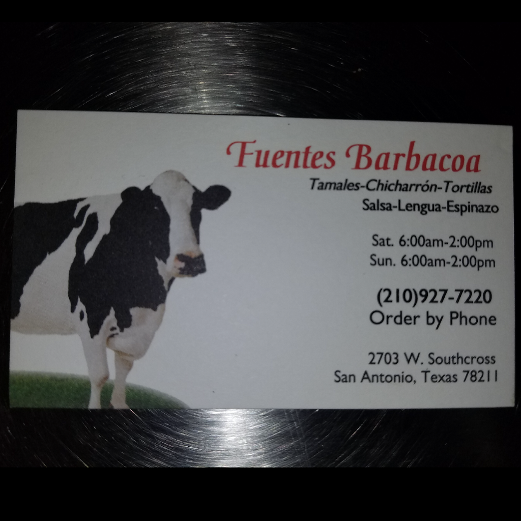 Fuentes Barbacoa | restaurant | 2703 W Southcross Blvd, San Antonio, TX 78211, USA | 2109277220 OR +1 210-927-7220