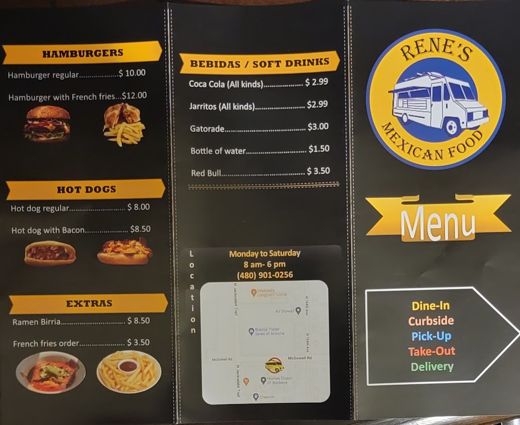 Renes food Truck | restaurant | Jackrabbit and, McDowell Rd, Buckeye, AZ 85340, USA | 4809010256 OR +1 480-901-0256
