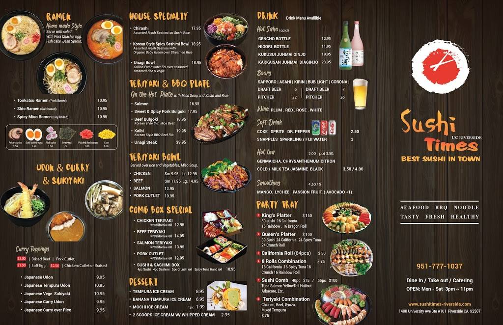 Sushi Times | restaurant | 1400 University Ave Ste A101, Riverside, CA 92507, USA | 9517771037 OR +1 951-777-1037