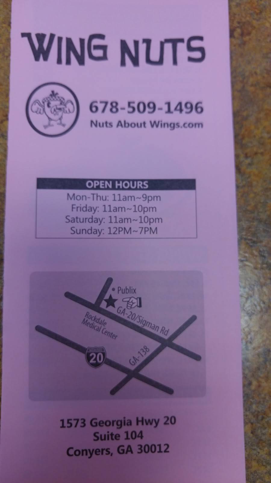 Wing Nuts | restaurant | 1573 GA-20 #104, Conyers, GA 30012, USA | 6785091496 OR +1 678-509-1496