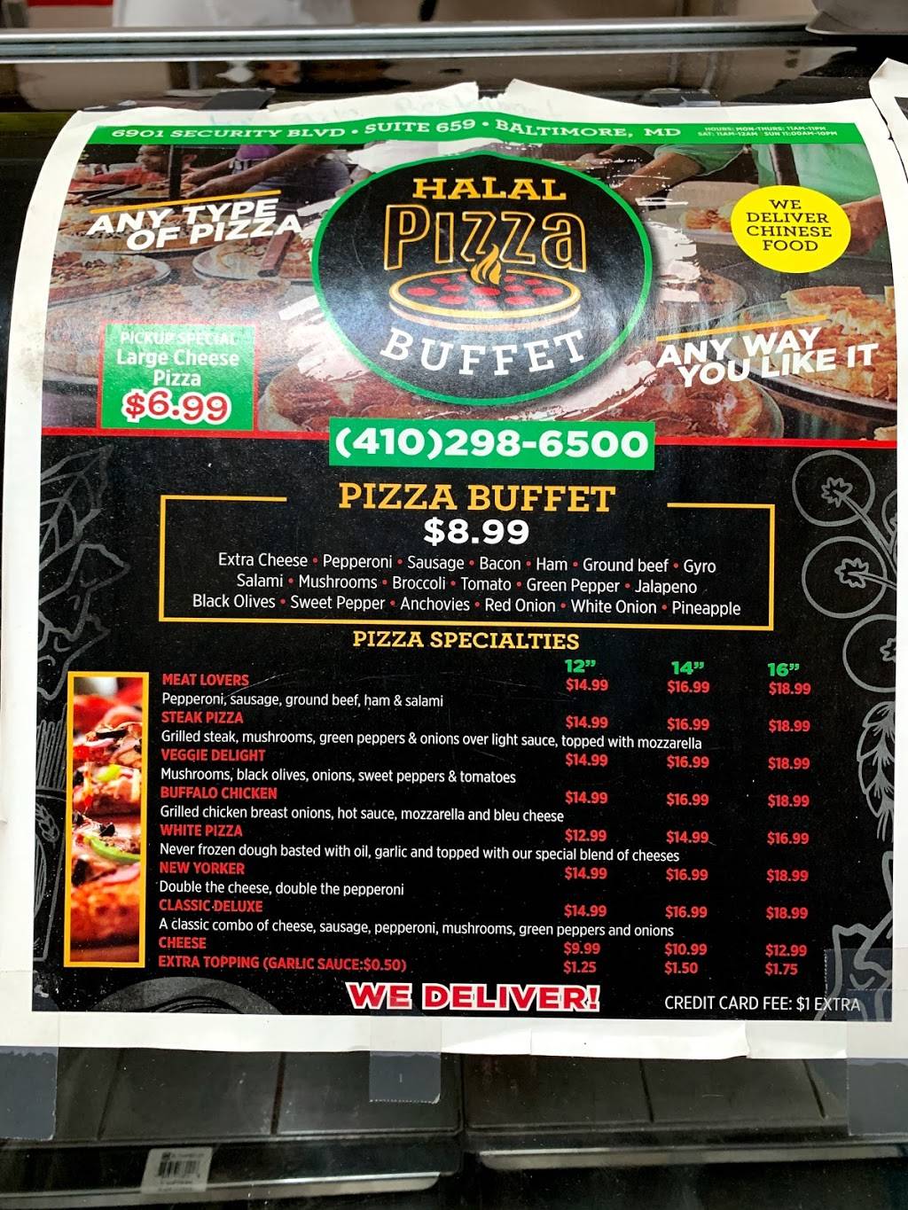 Halal Pizza | restaurant | 6901 Security Blvd, Windsor Mill, MD 21244, USA | 4102986500 OR +1 410-298-6500