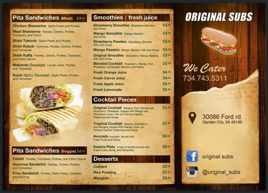 Original Subs | restaurant | 30086 Ford Rd, Garden City, MI 48135, USA | 7347435311 OR +1 734-743-5311
